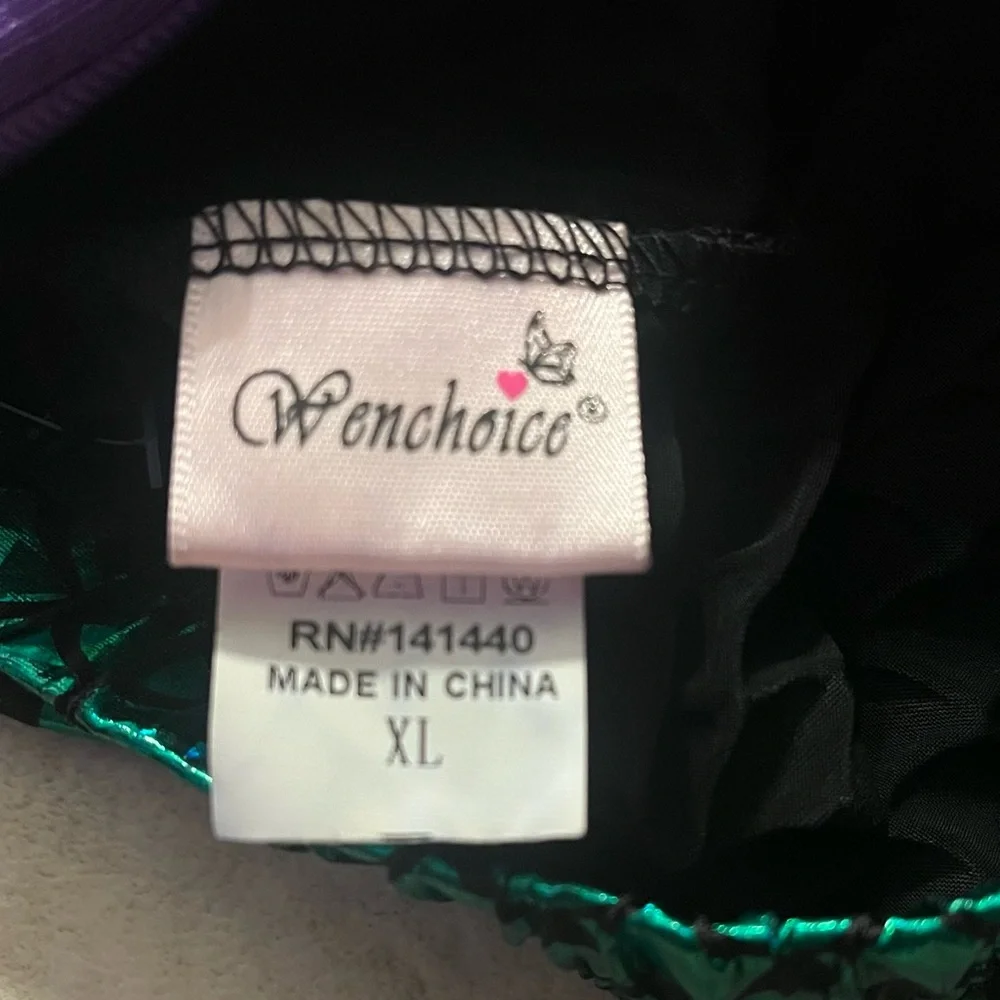 Girl’s green and purple mermaid costume. Jeweled top. Shiny. Chiffon skirt. NWT
